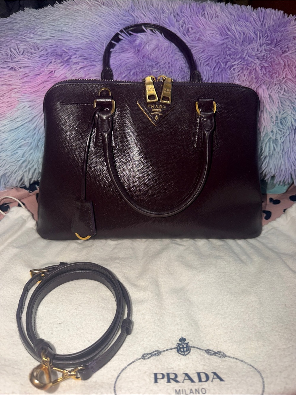 Auth Prada Promenade Saffiano Leather 2way Bag